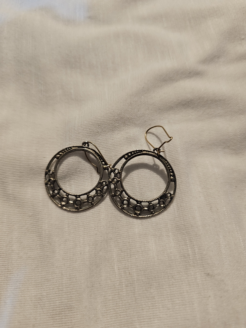 Antique-Inspired Silver Filigree Hoop Drop Earrings
